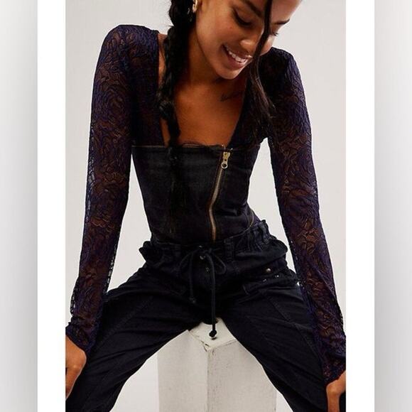 Free People Black Lace In My Head Bodysuit Size Small - Picture 5 of 5